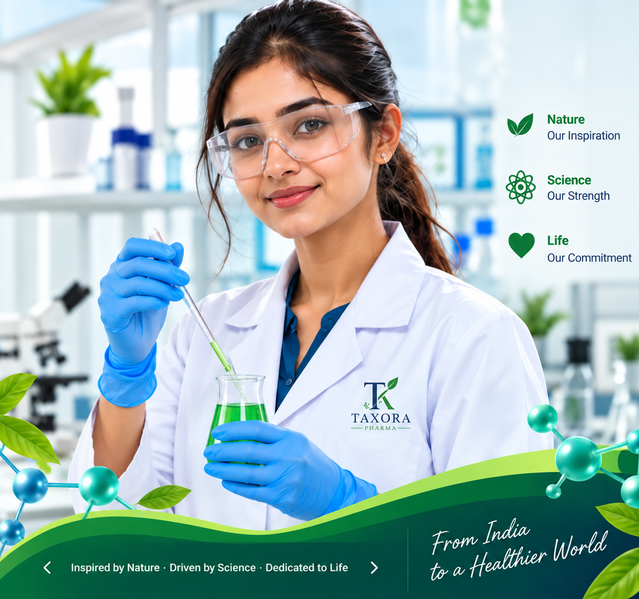 Indian scientist working in a pharmaceutical laboratory